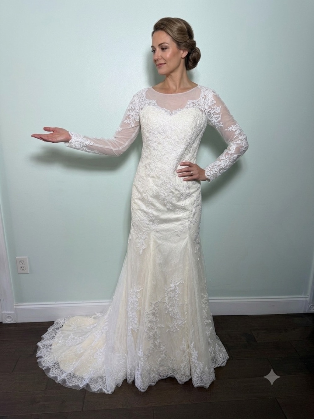 Ivory Lace Long-Sleeve Bridal Gown size XXL wedding dress 22
